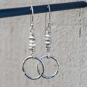 Boho Geometric Silver Irregular Earrings Circle Beaded